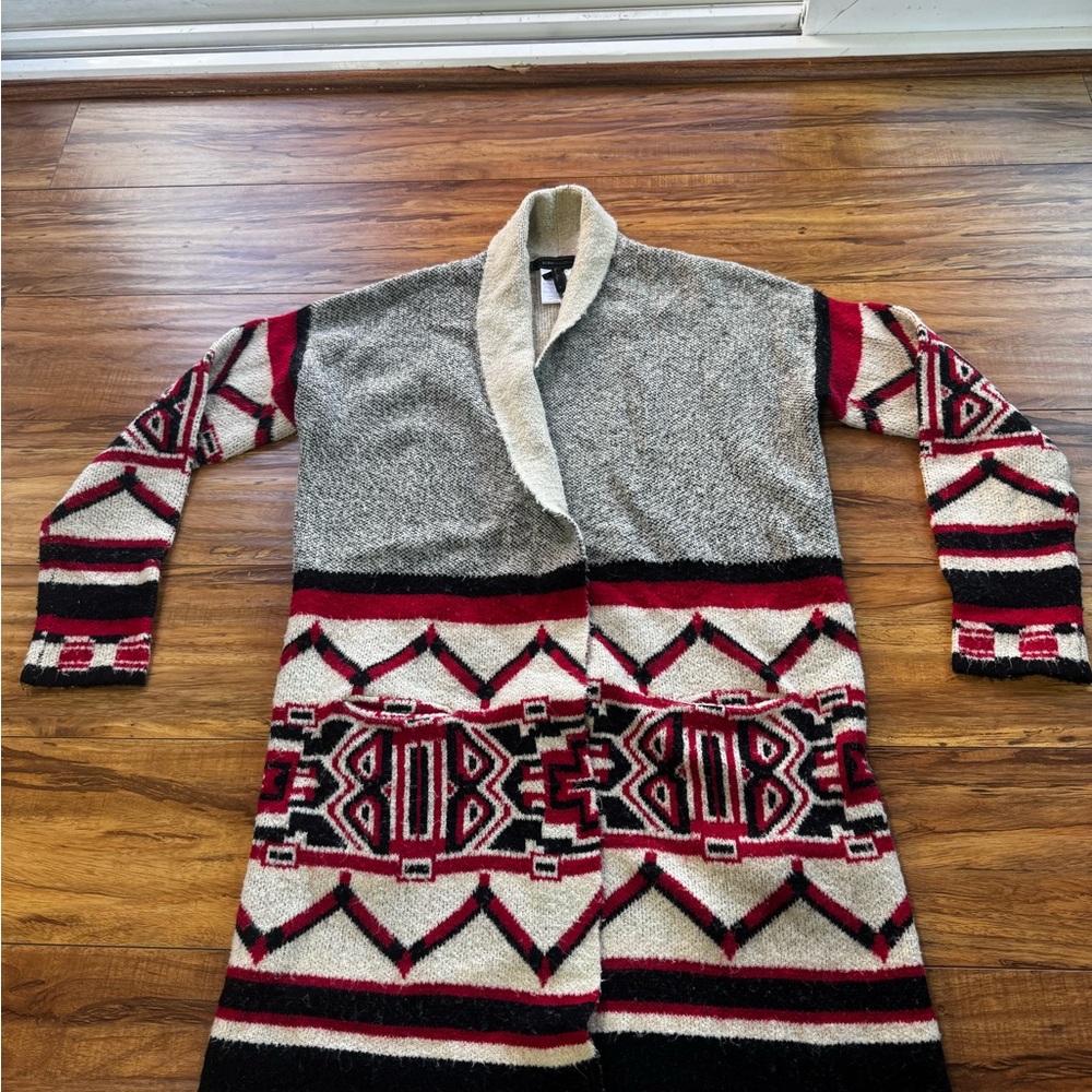 BCBG maxazria Aztec tribal southwestern long cardigan career cozy Small - Picture 4 of 5